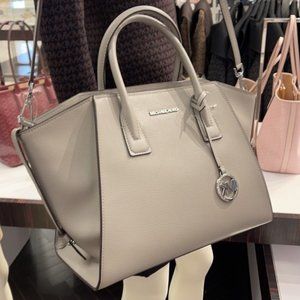 Michael Kors Avril Large Top-Zip Satchel Leather
